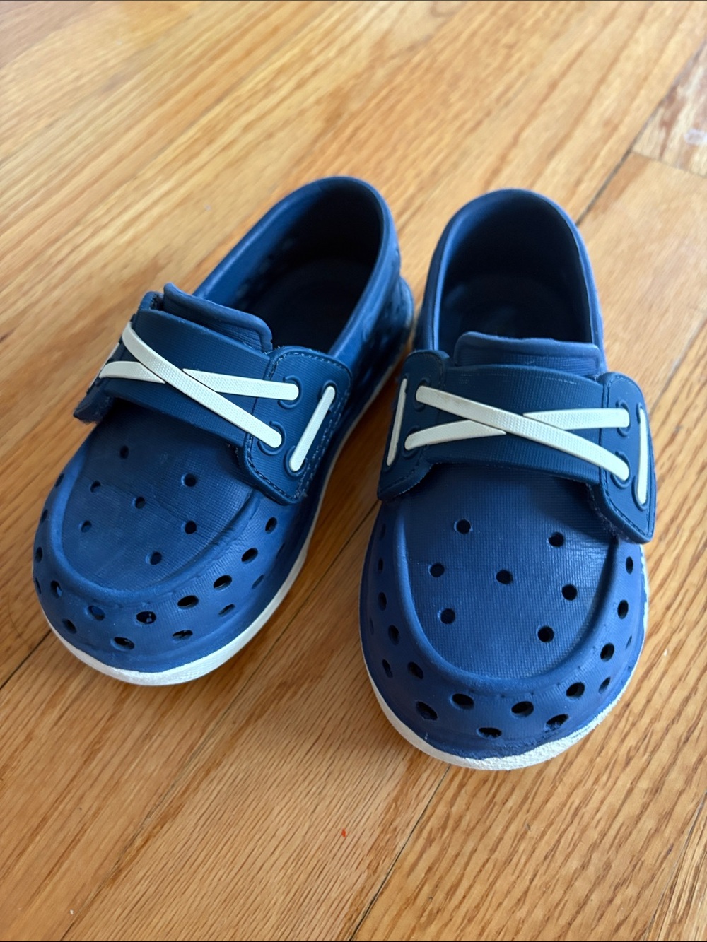 Sperry Kids Navy Blue Vented Slip-On Water Shoes with White Lace Accent